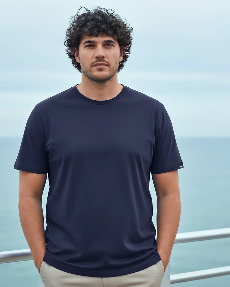 بيواكوف Men's Blue Plus Size T-shirt